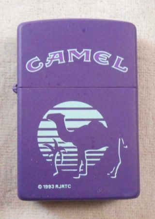 Vintage 1993 Unfired Zippo Lighter - Camel Cigarettes - Purple