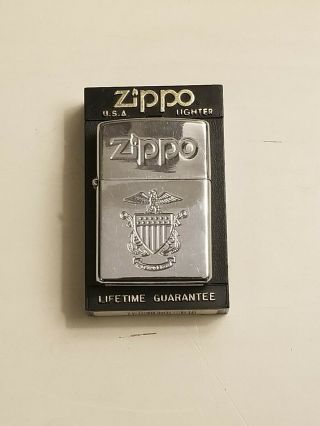 1996 Zippo Navy Shield/zippo Lighter In A Plastic Package Case