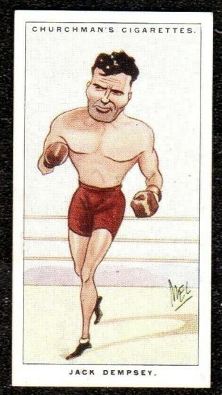 1928 Churchman Jack Dempsey Boxer Men Of The Moment Sport Cigarette Card Exc,