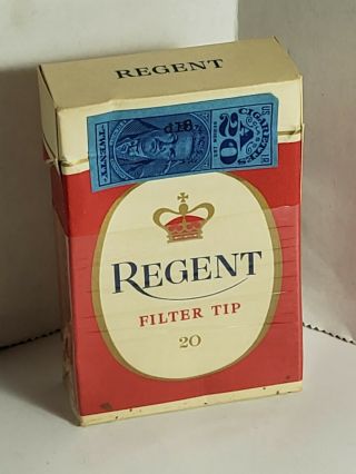 Vintage Regent Filter Tip Empty Cigarette Pack Box With Tax Stamps 1955