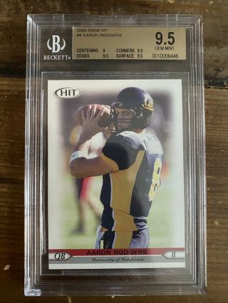 2005 Sa - Ge Hit Football Card 8 Aaron Rodgers Rc Bgs 9.  5 Nfl Green Bay Packers