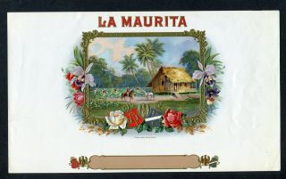 Old La Maurita Cigar Label - Tobacco Plantation Scene - Scarce