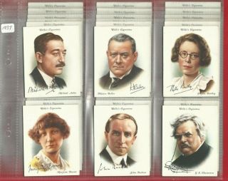 Famous British Authors - W.  D.  & H.  O.  Wills - 1937 Large Cigarette Card Set (rv11)