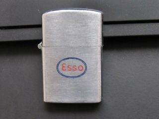 Zippo Small High Polish Chrome Lighter With Esso Logo And Atlas Bucron Tires