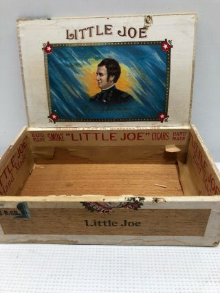 Antique Little Joe Wood Cigar Box " Fighting Joe Hooker " Nebraska City Ne
