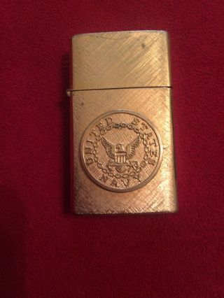 Vintage 14k Gold Plated Windproof United States Navy Cigarette Lighter