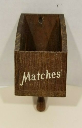 Vintage Primitive Cornwall Wood Wall Mount Match Box Holder Handmade Maine