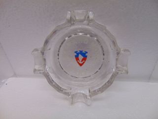 Vintage Le Grand Hotel Paris Glass Ashtray 5 " Round With Logo In The Center