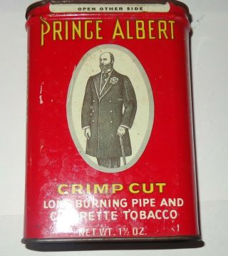 Old Vintage Prince Albert Pipe & Cigarette Tobacco Tin Can Crimp Cut Rj Reynolds