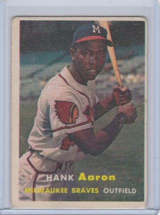 1957 57 Topps Baseball Card 20 Hank Henry Aaron Milwaukee Braves
