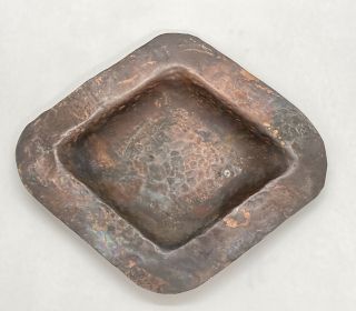 Vintage Small Hand Made Hammered Copper Ashtray 4”x3.  5”