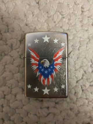 Zippo 82227 Bald Eagle Usa American Flag Stars Stripes Old Glory Lighter