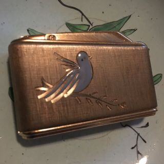 Colibri Vintage Blue Bird Lighter Mid Century West Germany Mono Gas Enamel Gold