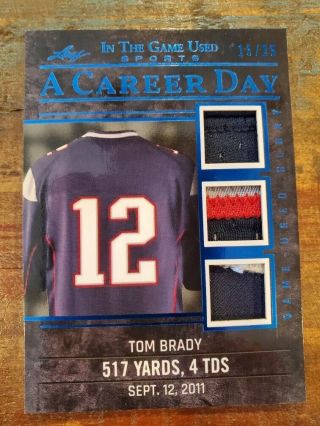 Tom Brady 2020 Leaf Itgu In The Game Blue A Career Day Triple Patch 15/25
