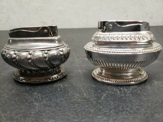 2 Antique Ronson " Crown " And " Queen Anne " Table Top Lighters
