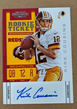2012 Panini Contenders 155a Kirk Cousins Rookie Autograph (football At Chest)