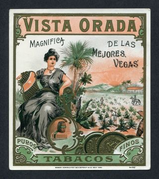 Old Vista Orada Cigar Label - Circa 1895 - 1910