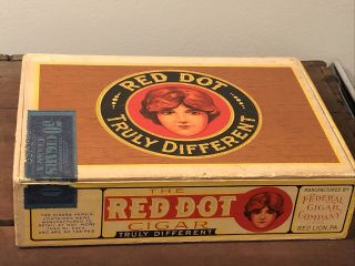 Vintage Red Dot Truly Different Cigar Box With Tax Stamp