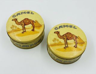 Vtg 1994 Camel Cigarette Small Empty Round Tin Model - Rjrtc - Set Of 2