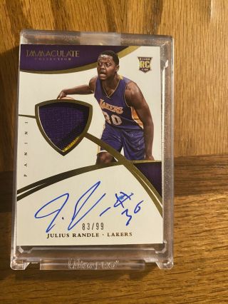 Julius Randle 2014 - 15 Panini Immaculate Auto Patch Jersey 83/99 Lakers