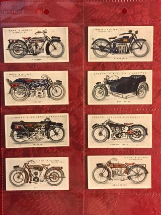 1923 Lambert & Butler 8 Card Subset - Motorcycles - Cigarette Cards - Scarce - Vg - Ex