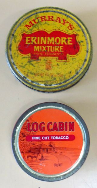Two Vintage Tobacco Tins | Log Cabin & Murry ' s | Both Tins 100 Rust ✔️ 2