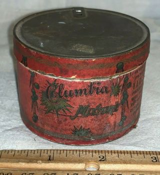 Antique Columbia Mixture Tobacco Tin Early Paper Label Can Country Store Smoking