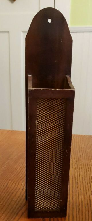 Vintage Wood Matchbox Holder Long Matches Farmhouse Rustic Decor 14.  5 "
