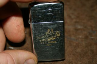 Rare Zippo Slim Lighter Uss Nassau Lha 4 Double Sided