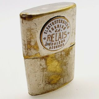 Vintage brass petrol cigarette lighter 1930 ' s with advertising 3