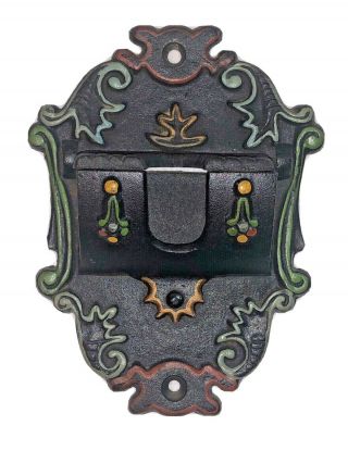 Wall Mounted Painted Cast Iron Match Holder " Wilton " Stamped On Back