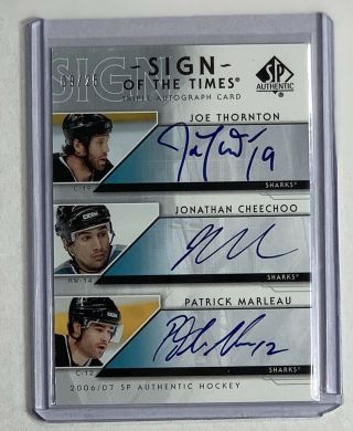 2006 Sp Authentic Sign Of The Times Triple Auto Nhl Sharks 9/25 Patrick Marleau
