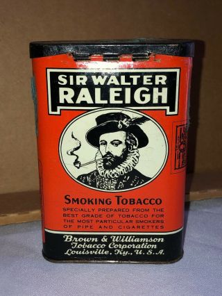 Vintage Sir Walter Raleigh Pipe & Cigarette Smoking Tobacco Advertising Tin