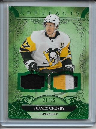 2020/21 Upper Deck Artifacts Sidney Crosby Emerald Dual Jersey Patch D/35 Ud