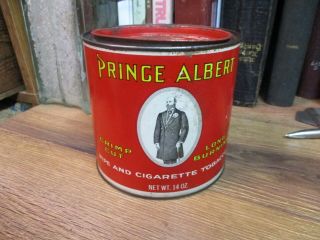 Vintage Empty Prince Albert Pipe & Cigarette Tobacco Round 14 Oz Tin Can Antique