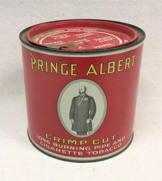 Vintage Prince Albert Pipe & Cigarette Tobacco Round 14 Oz Tin Can Antique
