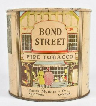 Bond Street Pipe Tobacco Tin Phillip Morris Can Factory No.  15 Virginia W/opener