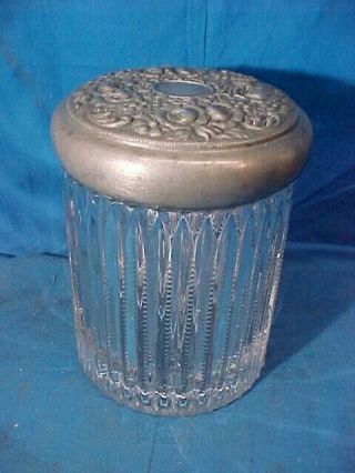 19thc Victorian Era Cut Glass Desk Top Cigar Jar W Silverplate Lid