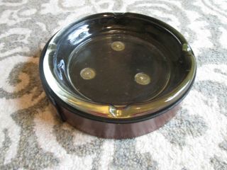 Vintage Heavy Round Clear Glass Cigarette Ashtray W Home Made Base 8 " Diameter