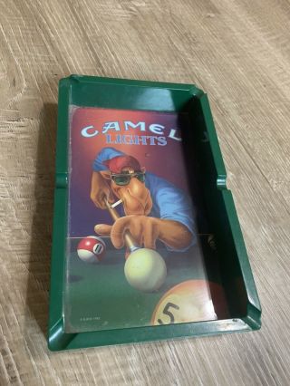 Vintage 1992 Camel Lights Cigarette Joe Cool Pool Table Ashtray Green Plastic