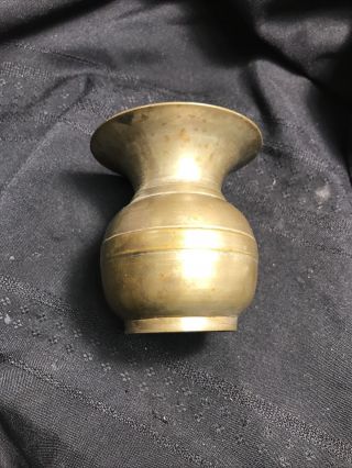 Vintage Small Brass Spittoon Chewing Tobacco,  3 - 3/8” Tall Same Wide Brass Nasco