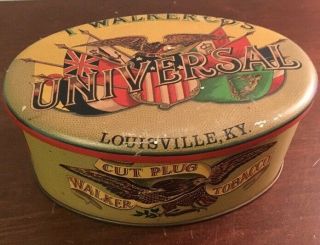 Vintage T Walker Tobacco Tin Can Louisville Ky Made In England