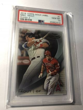 2016 Topps Gold Label Class 2 1 Mike Trout Angels Psa 10 Gem