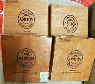4 Ashton Corona All Wood Cigar Box Boxes With Clasp