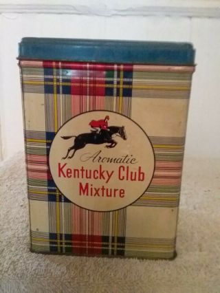 Old Vintage Advertising Tobacco Tin Aromatic Kentucky Club Mixture West Virginia