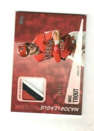 2019 Topps Update Mike Trout Major League Material 3 Color Patch 20/25
