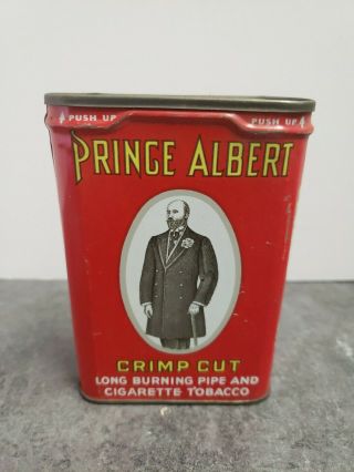 Vintage Prince Albert Crimp Cut Pipe & Cigarette Tobacco Tin Can Full