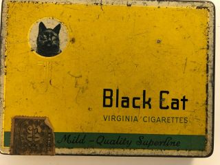 Vintage Black Cat Virginia Cigarette Metal Box