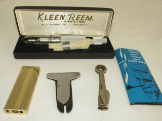 Kleen Reem Tobacco Pipe Tool/colibri Lighter/czechoslovakia Tamper/yello - Bole