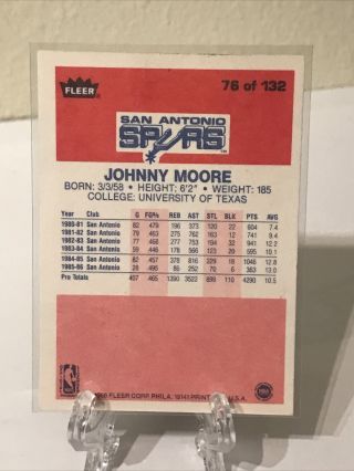1986 Fleer Basketball Johnny Moore 76 2